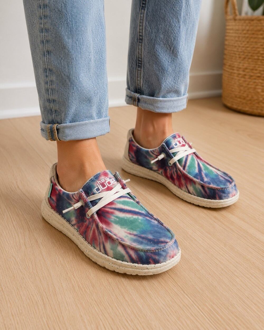 Hey Dude Wendy Rose Candy Tie Dye Slip On Lightweight Shoes Multicolor Women's 7